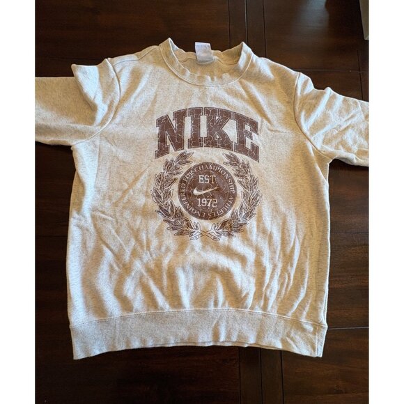 Nike Grey Sweatshirt Collegiate Ladies M Crewneck Cotton Casual Athletic Top - Picture 4 of 7